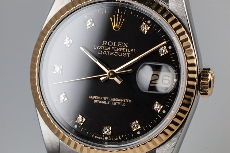 1991 Rolex Two Tone DateJust 16233 Diamond Dial with Box and Papers
