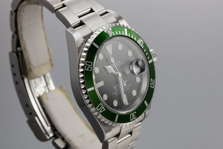 2005 Rolex Anniversary Green Submariner 16610LV with Box and Papers