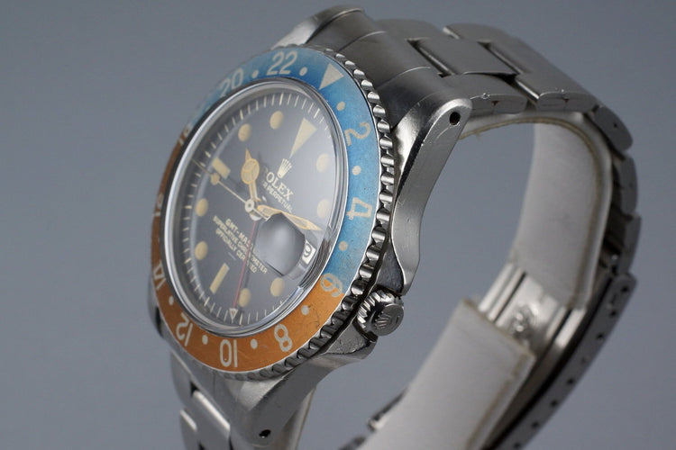1963 Rolex GMT 1675 PCG Gilt Underline Dial