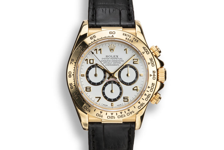 1993 Rolex 18K YG Daytona 16578 White Inverted 6 Dial with Box, Papers, and Service Papers