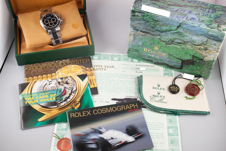 1998 Rolex Zenith Daytona 16520 Black Dial with Box and Papers