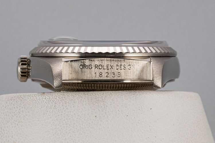 1990 Rolex 18K WG Day-Date 18239 Black Dial with Box and Papers