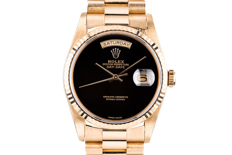1989 Rolex 18K Day-Date 18238 with Onyx Stone Dial