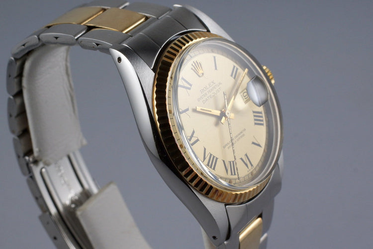 1972 Rolex Two Tone DateJust 1601 Champagne Roman Numeral Dial with Box and Papers