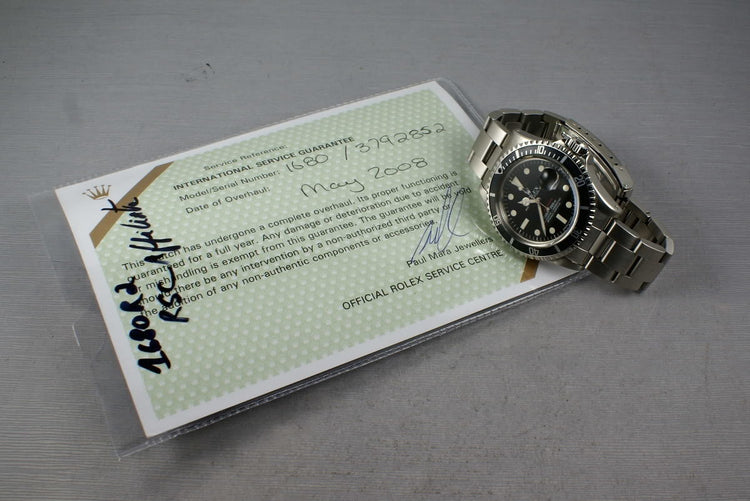 Rolex Red Submariner 1680 Mark VI with Service Papers