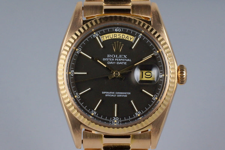 1972 Rolex Rose Gold Day-Date 1803 Black Dial