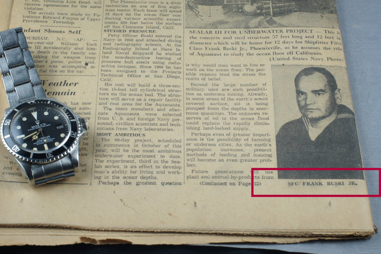 1978 Rolex Sea Dweller 1665 with connection to Sealab III