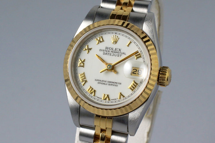 1991 Rolex Ladies Two Tone DateJust 69173 White Roman Dial with Box and Papers