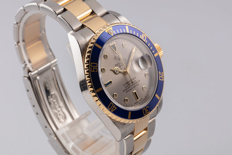 2006 Rolex Two-Tone Submariner 16613 T with Silver Serti Dial