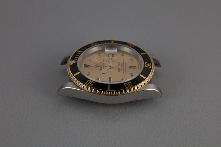 2005 Rolex Two-Tone Submariner 16613 Champagne Serti Dial with Box and Papers