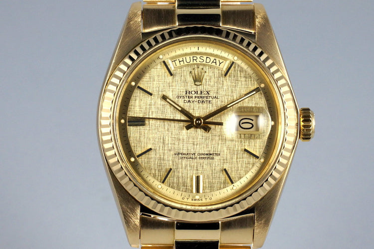 1972 Rolex YG Day-Date 1803 Champagne Linen Sigma Dial