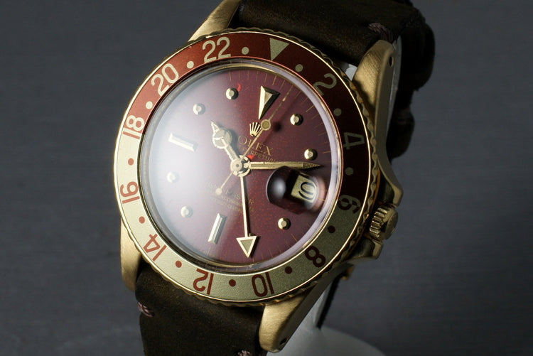 Rolex GMT 18K 1675 with root beer nipple dial turning tropical red