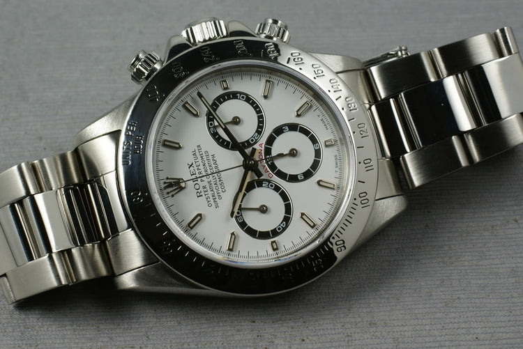 Rolex SS Zenith Daytona 16520 “white dial ” with papers