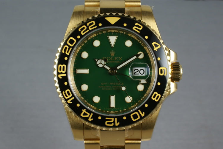 Rolex Ceramic GMT 18K GREEN Dial 116718 with box and papers