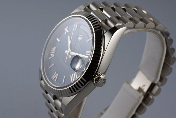 2015 Rolex WG Day-Date 228239 Blue Roman Dial with Box and Papers