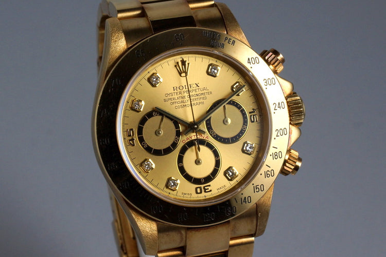 1994 Rolex YG Zenith Daytona 16528 Factory Champagne Diamond Dial