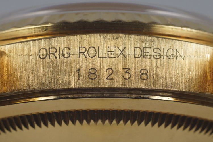 1991 Rolex YG Day-Date 18238 Factory Champagne Diamond Dial