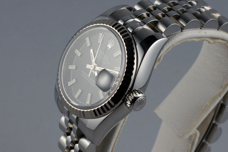 2005 Rolex Ladies Datejust 179174 Black Dial with Box and Papers