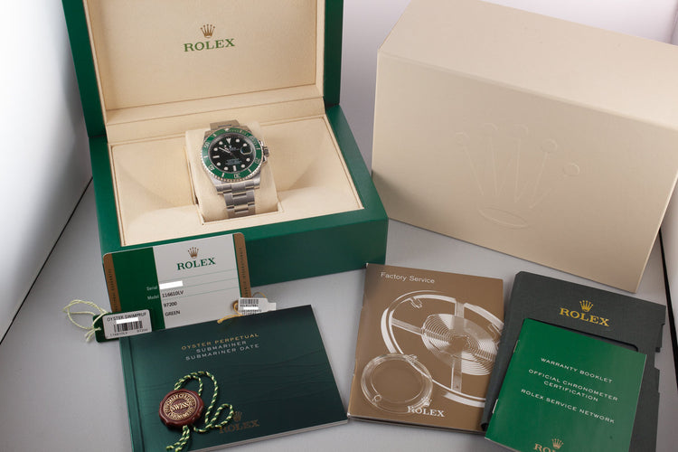 2014 Rolex Green Submariner116610LV "Hulk" with Box and Papers