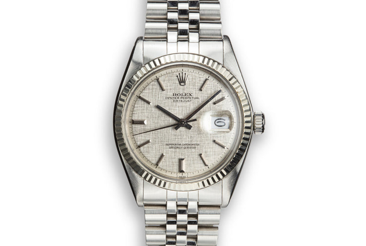 1973 Rolex DateJust 1601 with No Lume Silver Linen Dial