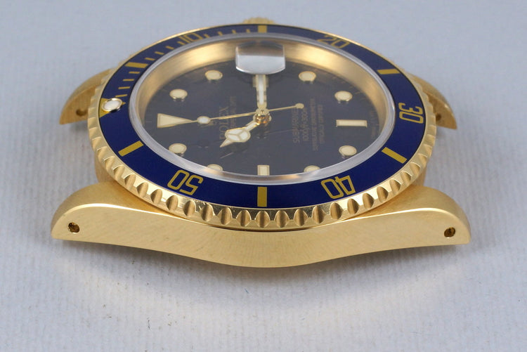1991 Rolex YG Submariner 16618 Blue Dial