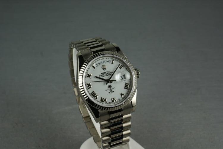 Rolex White Gold President 118239 with White Saudi Palm Tree and Sword Dial