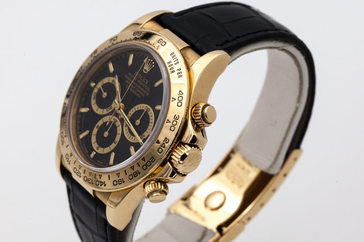 1999 Rolex YG Zenith Daytona 16518 Black Dial