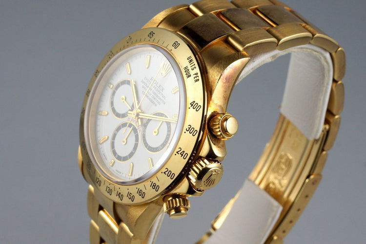 1991 Rolex YG Zenith Daytona 16528 White Dial