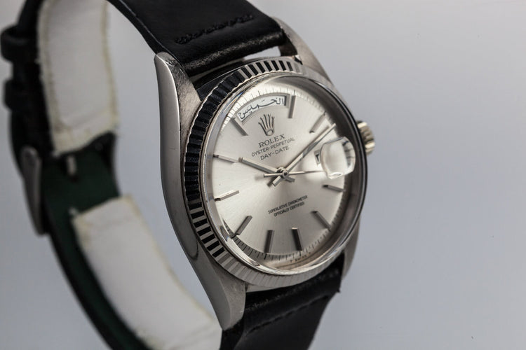 1966 Rolex 18K WG Day-Date 1803 No Lume Dial Day and date wheels Printed in Arabic