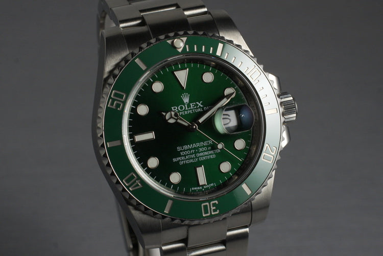 2013 Rolex Green Submariner 116610V with Box and Papers