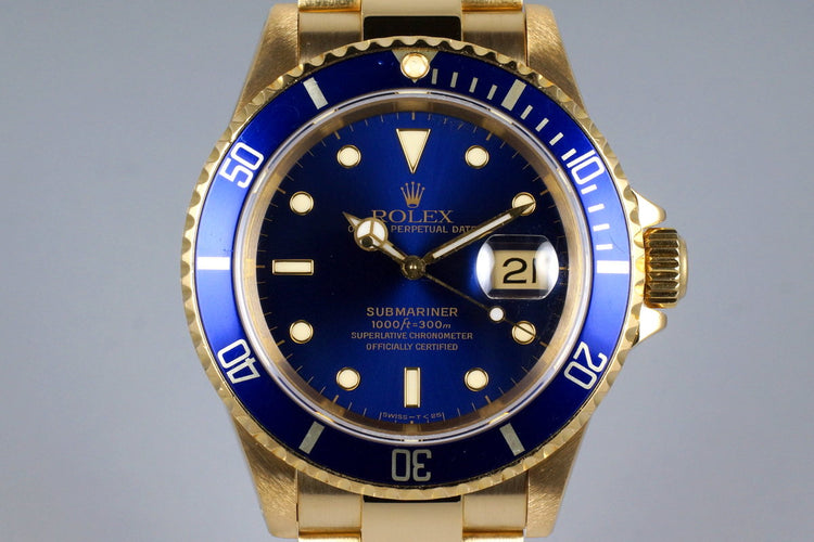 1991 Rolex YG Blue Submariner 16618