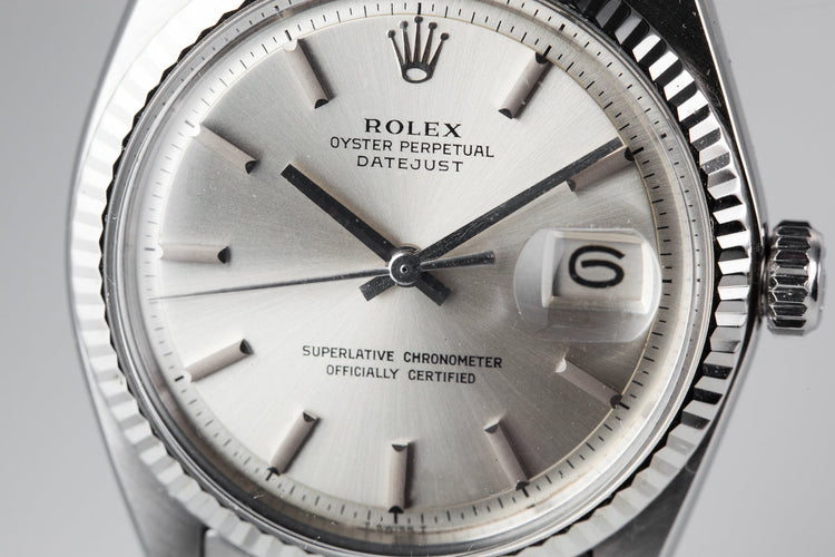 1971 Rolex Datejust 1601 Silver Non-Lume Dial with Box and Papers