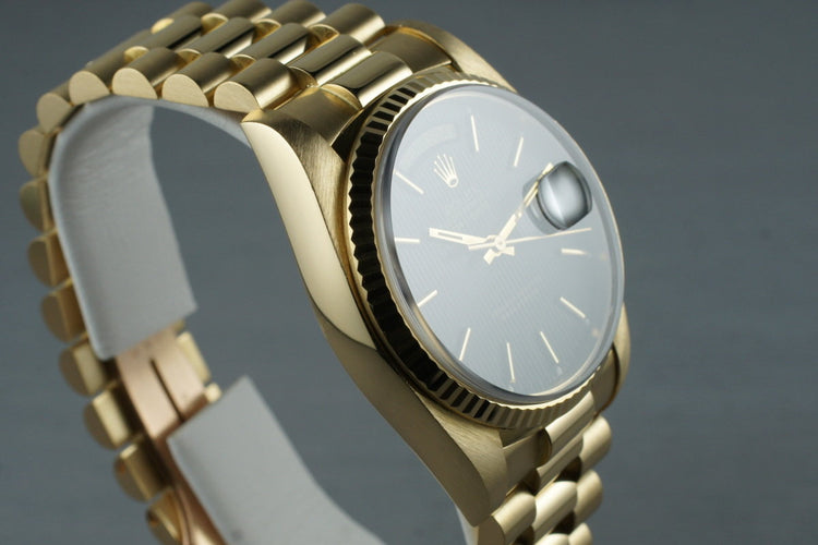 1982 Rolex YG Day Date 18038 with Black Tapestry Dial