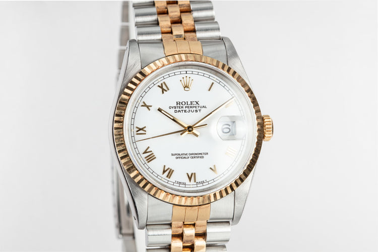 1991 Rolex Two-Tone DateJust 16233 White Roman Dial