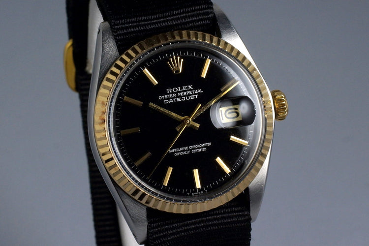 1968 Rolex Two Tone Datejust 1603 Glossy Black Dial