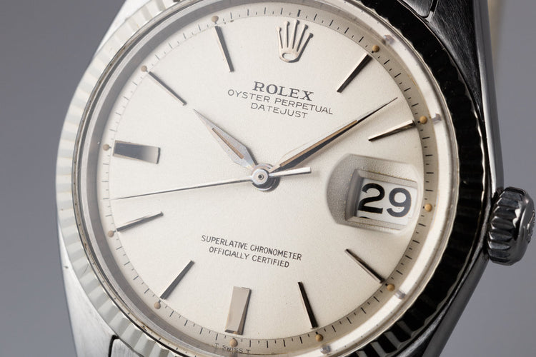 1964 Rolex DateJust 1601 Silver Doorstop Dial with Dauphine Hands