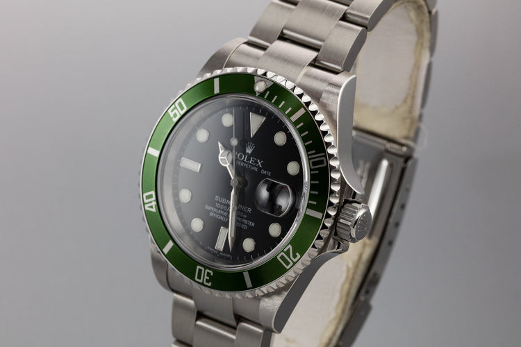 2006 Rolex Anniversary Green Submariner 16610LV with Box and Papers