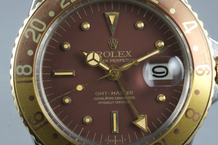1967 Rolex Two Tone GMT 1675 Root Beer Dial with Service Papers