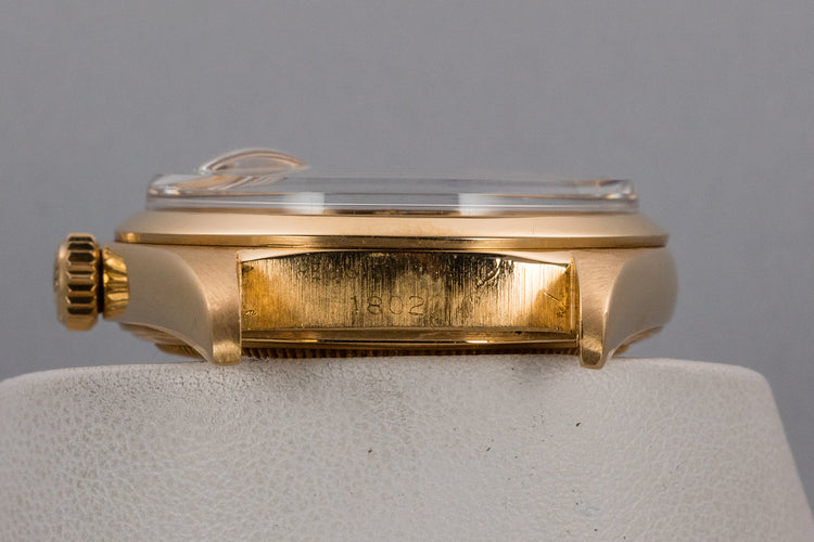 1963 Rolex 18K YG Day-Date 1802 SWISS Only Champagne Dial with 2019 Service Papers