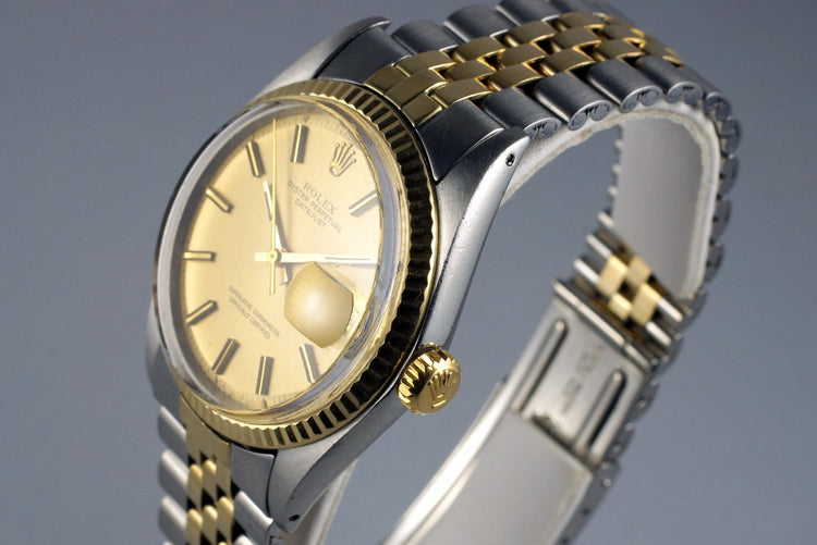 1972 Rolex Two Tone DateJust 1601 with Champagne Sigma Dial