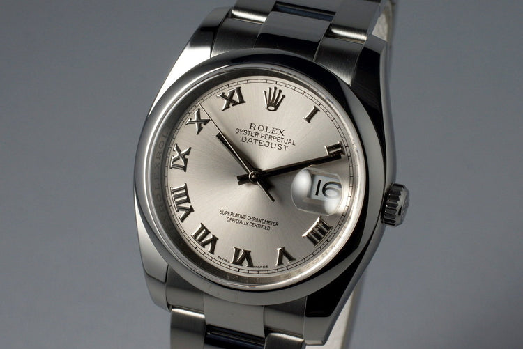 2005 Rolex Datejust 116200 Silver Roman Numeral Dial