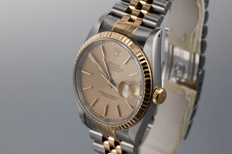 1990 Rolex Two Tone DateJust 16233 with Gold Tapestry Dial