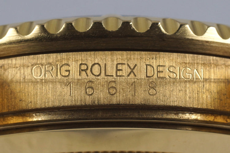 1991 Rolex YG Submariner 16618 Blue Dial