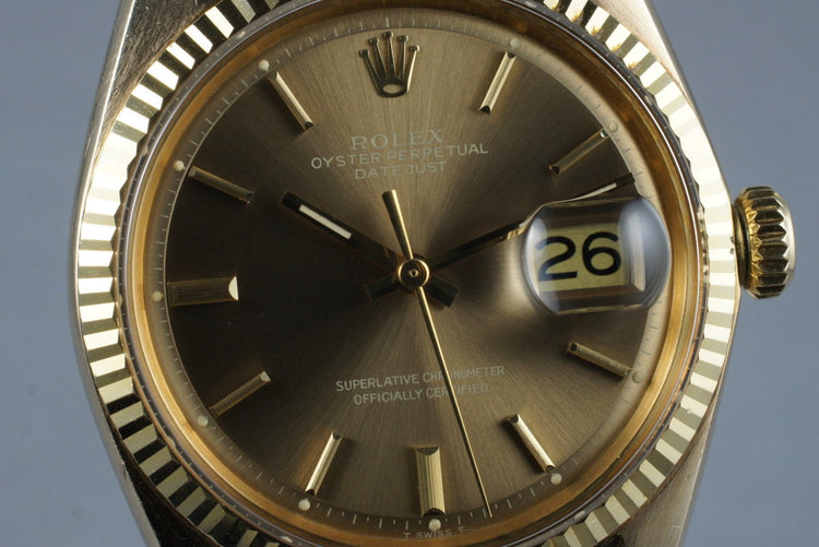 1971 Rolex YG DateJust 1601 Brown Dial