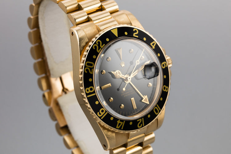 1979 Rolex 18K YG GMT-Master 1675 Black Nipple Dial with Box and Papers