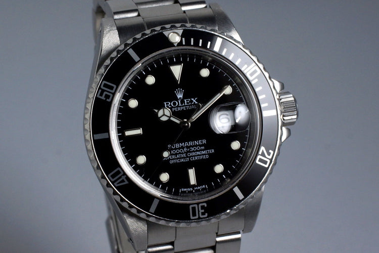 1988 Rolex Submariner 168000 Service Dial with Box and Papers