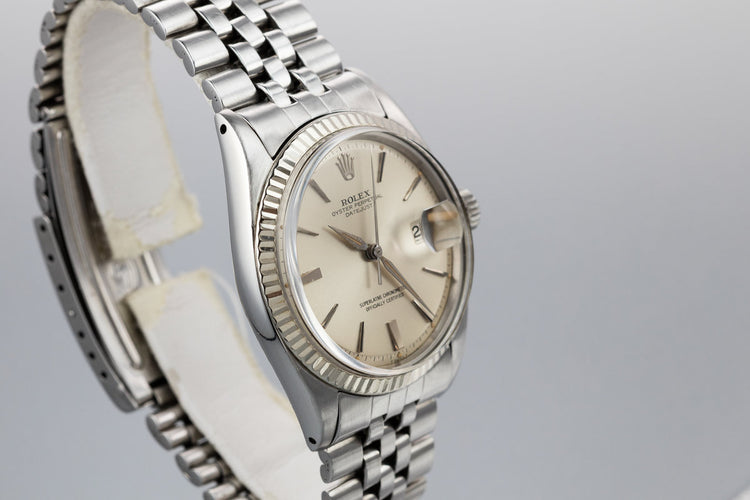 1964 Rolex DateJust 1601 Silver Doorstop Dial with Dauphine Hands