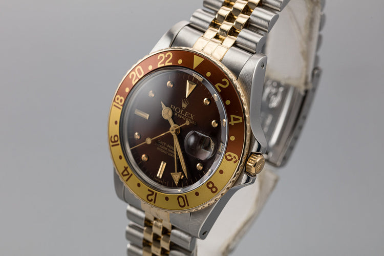 1982 Rolex Two-Tone GMT-Master 16753 Root Beer Nipple Dial with Box and Papers