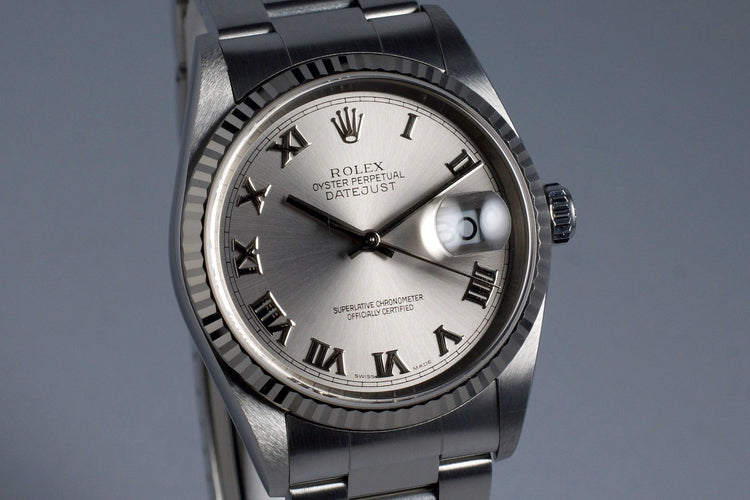 2004 Rolex DateJust 16234 Silver Roman Dial with Box and Papers