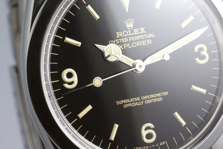 1965 Rolex Explorer 1 1016 Glossy Gilt Dial with Box and Double Punched Papers